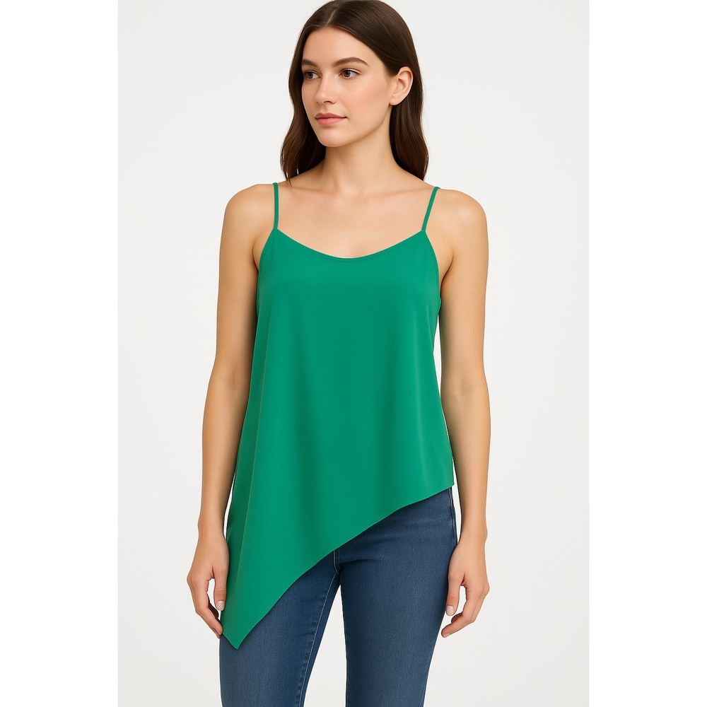Green‎ Spaghetti Straps Asymmetric Hem Camisole Top Size Large
